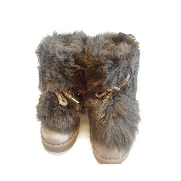 UGG Womens Size 6 Classic Posh Mini Fur Longhair Sheepskin Suede Boots Beachwood - Picture 5 of 10